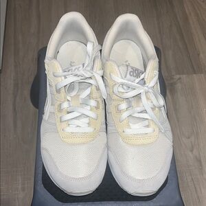 ASICS Cream and Pale Yellow/Tan Retro Runner Sneakers
